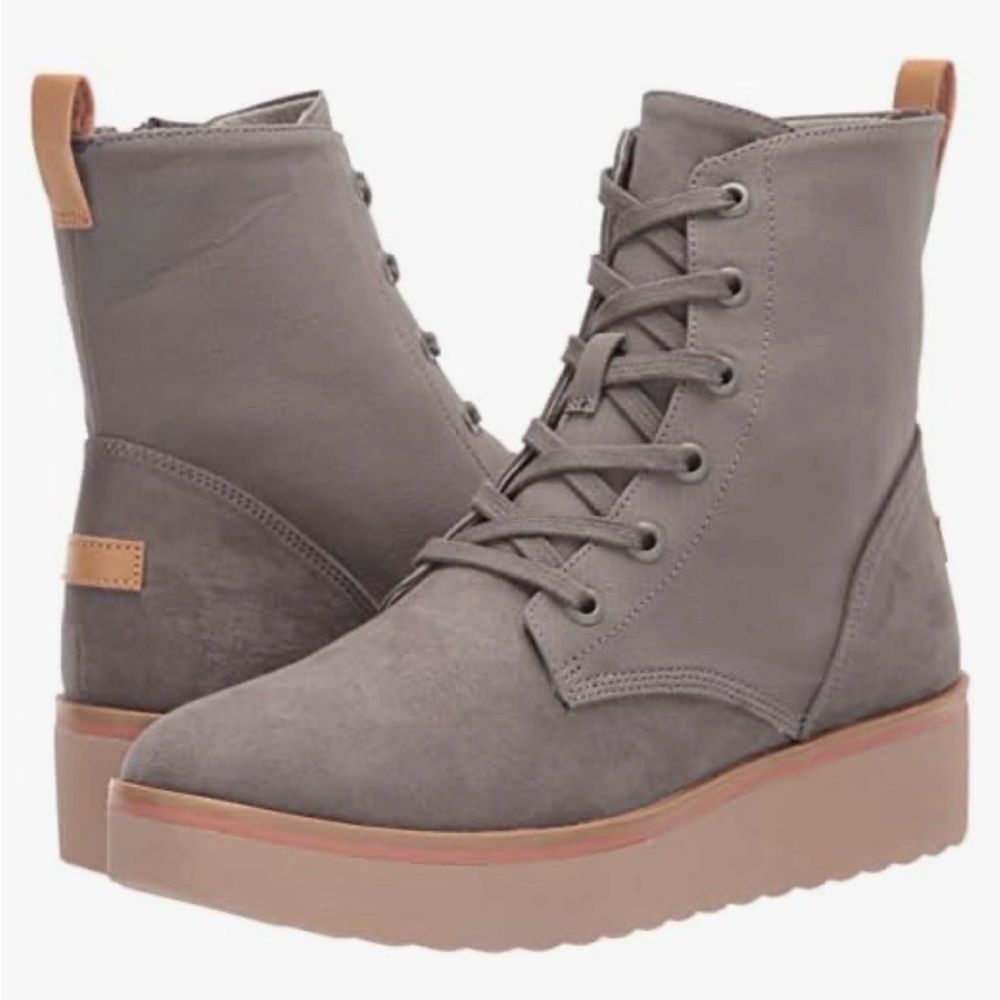 Dr. Scholl's Steel Grey Lace-Up Mid Calf Boots, 9.5M US